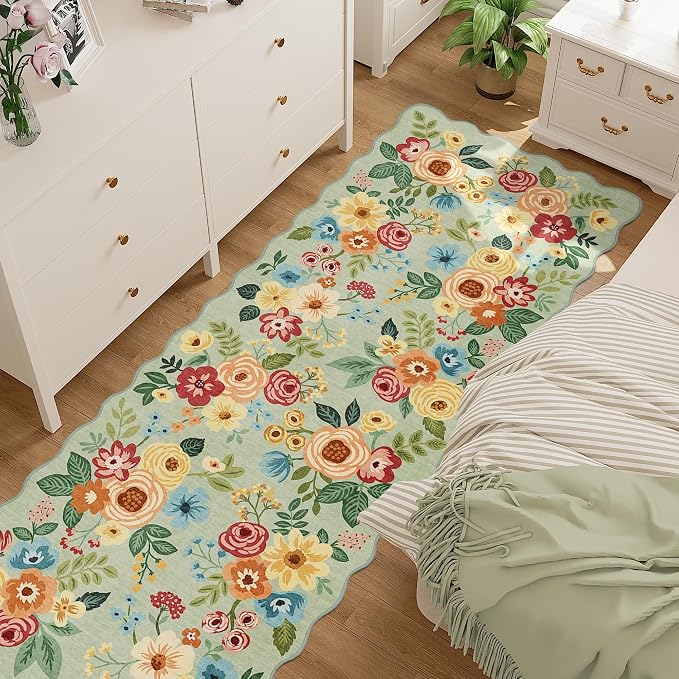 DUKINO 2.6x10 Runner Rug for Hallway, Lightweight Washable Floral Kitchen Rug - Image 7