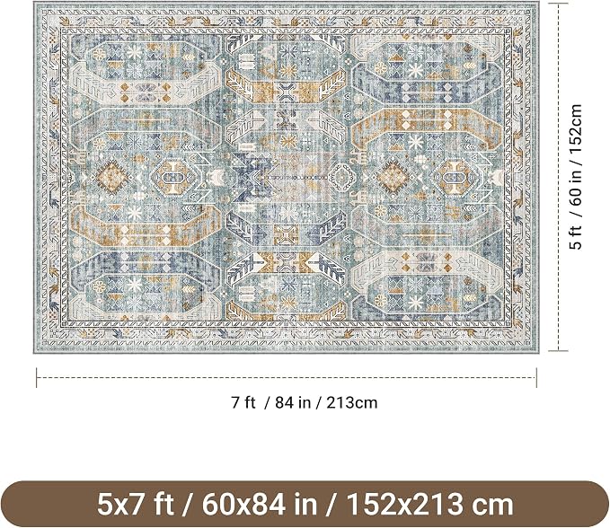 befbee 5x7 Area Rugs for Living Room, Stain Resistant Washable Rug, Non-Slip - Image 2