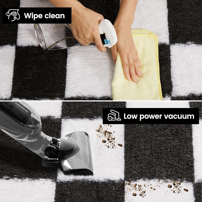 Super Soft Rug for Bedroom, 6x9 Ft Black and White Area Rug Classic Checkered - Image 3