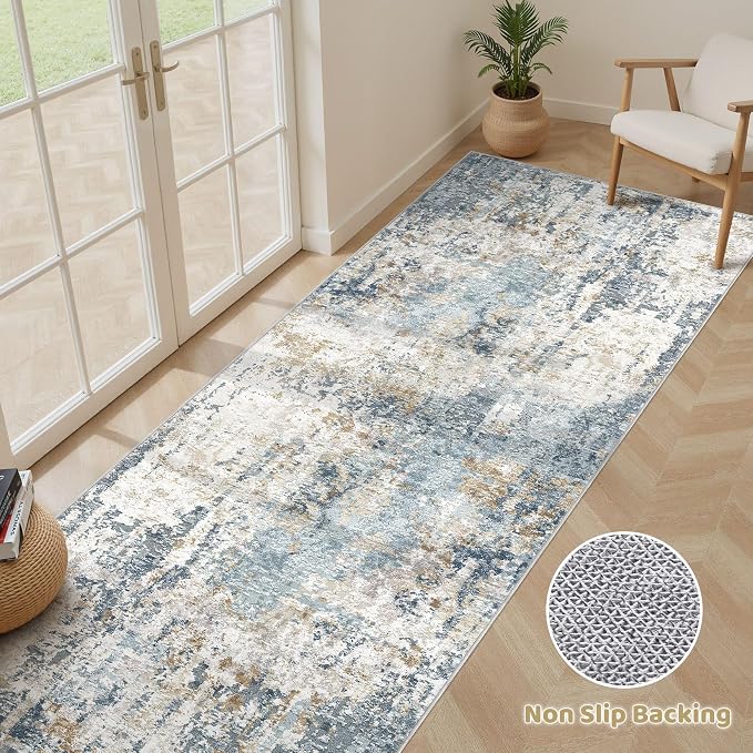 Runner Rug Non Slip Rugs: 3x8 Hallway Kitchen Washable Abstract Soft Modern - Image 3