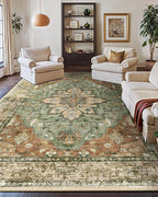 RELEANY Area Rugs Large 10'x14' Washable Non-Slip, Floral Vintage Distress - Image 3