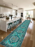 SERISSA Runner Rug for Hallways, Extra Long Boho Rug Ultra Soft Vintage Teal by SERISSAHomeDecorCollection