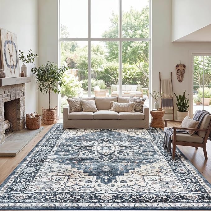 AMADA HOMEFURNISHING 9x12 Washable Area Rug, Low-Profile Large Area Rug - Image 6