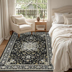 3x5 Area Rugs Living Room Rug: Washable Vintage Boho Medallion Rug No Slip - Image 3