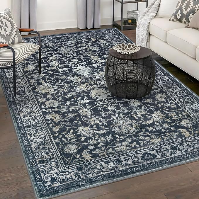 KILOCOCO Area Rug 5x7 Living Room Rug Washable Printed Vintage Floral Non Slip - Image 7