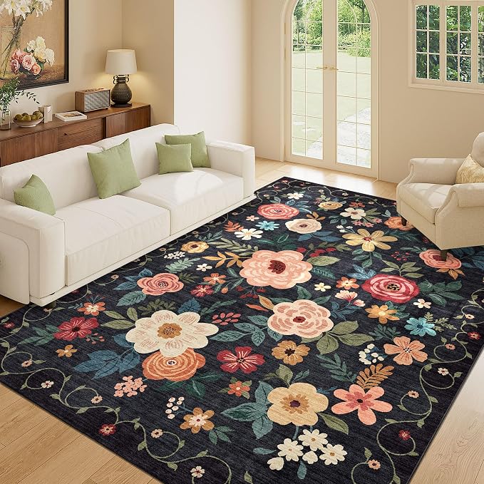 DUKINO 6x9 Area Rug, Floral Rugs - Image 3