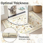 Soalmost Cat 3x5 Area Rugs for Entryway, Machine Washable Animal Floral Accent - Image 6