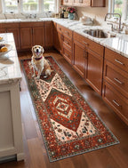 SERISSA Boho Washable Runner Rug, 2x6 Rug Runner Non-Slip Vintage Terracotta by SERISSAHomeDecorCollection