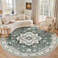 Round Area Rug for Living Room: 4 ft Washable Vintage Boho Soft Thin Circle Rug by EXPEDIX
