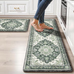 Boho Kitchen Mats for Floor 2 Piece Set Anti Fatigue Cushioned PVC Kitchen Rugs by tubeamin