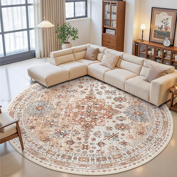 zesthome 9ft Round Rugs for Living Room, Non-Slip Washable Round Area Rugs by Zesthome