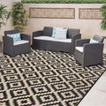 SAND MINE Waterproof Outdoor Rug 8x8 ft, Plastic Reversible Rug, Modern Area Rug by SANDMIND