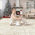 UERMEI Square Area Rugs : Washable 5x5 Neutral Modern Abstract Carpet - Image 6