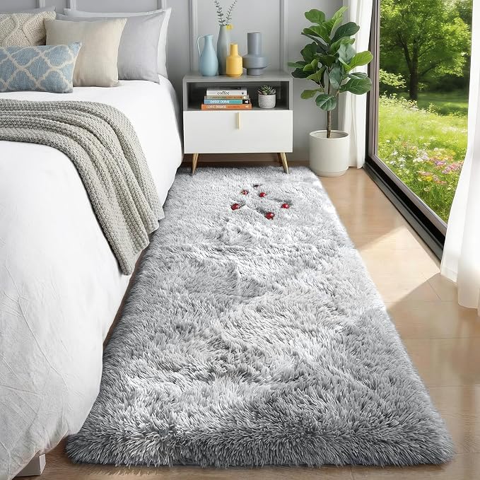 PAGISOFE Grey Runner Rugs for Hallway 2x6 Ft, Super Soft Fluffy Rug Home Decor by PAGISOFE