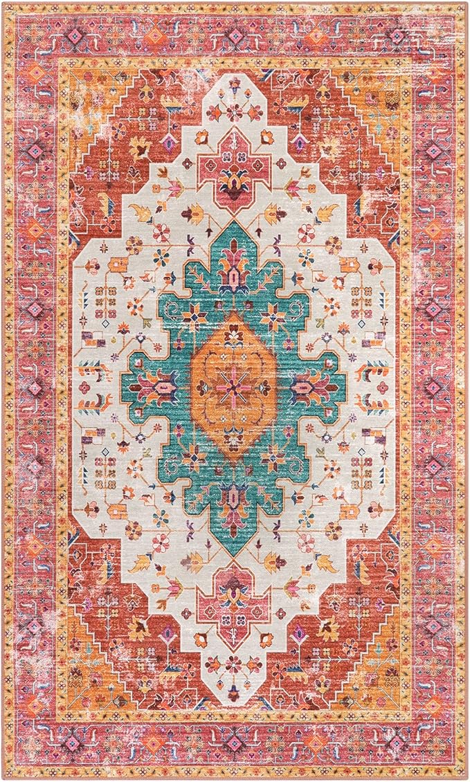 Moynesa Ultra-Thin Washable Vintage Area Rug - Image 5