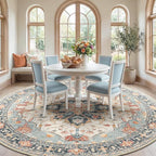 RELEANY Area Rugs Round 10ft Washable Non-Slip, Floral Vintage Distress - Image 3