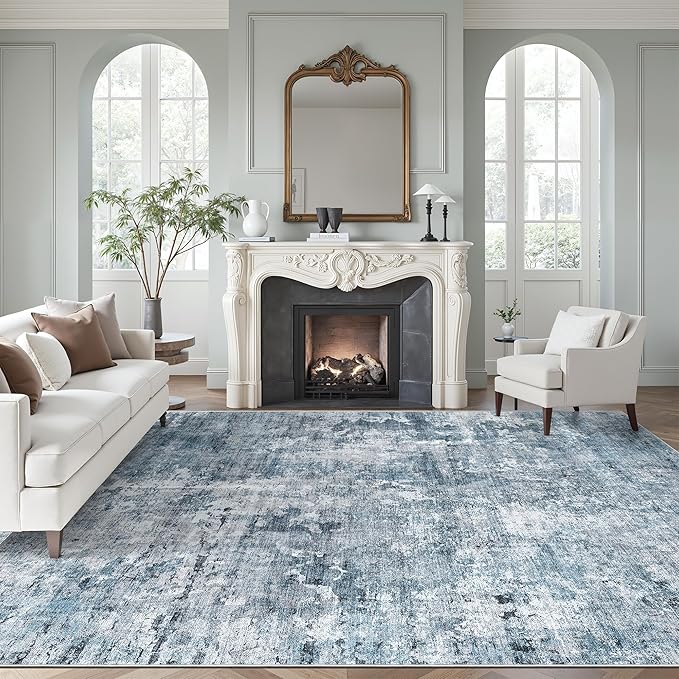 Soalmost 9x12 Area Rugs for Living Room, Abstract Non Slip Machine Washable by Soalmost