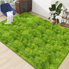 Tie Dyed Grass Green Shag Rug 6x9 Green Fluffy Area Rug Soft Plush Fuzzy Carpet - Image 8