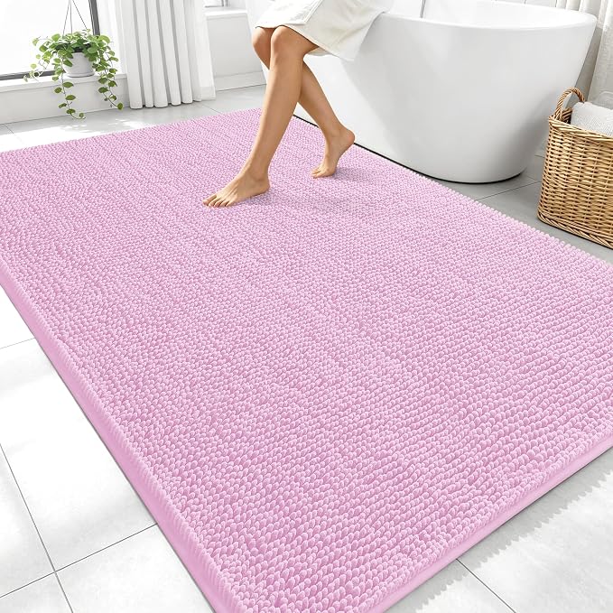 OLANLY Large Bathroom Rugs 70x46, Extra Soft Absorbent Chenille Bath Rugs by OLANLY