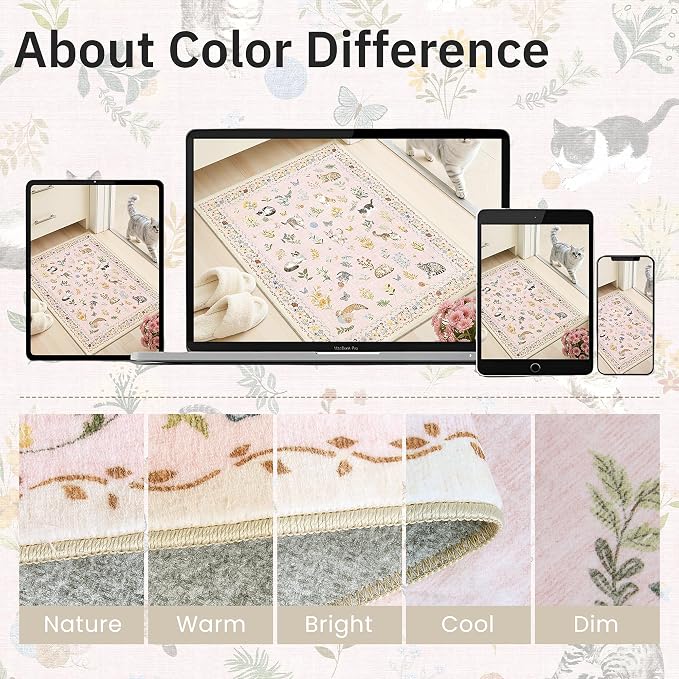 Soalmost Cat 9x12 Pink Area Rugs - Image 8