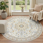 Round Area Rug for Living Room: 6ft Washable Vintage Boho Soft Thin Circle Rug - Image 2