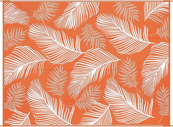 Pauwer Waterproof Outdoor Rug 9x12, Reversible Plastic Straw Patio Camping Rug - Image 9