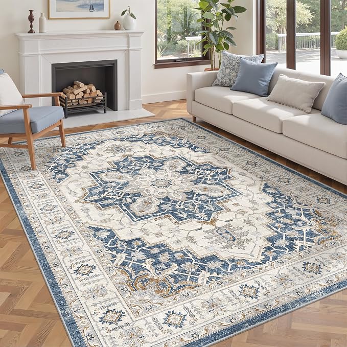 befbee 5x7 Area Rug for Living Rooms, Stain Resistant Neutral Washable Rugs for by Befbee