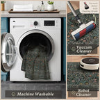 Black Green Kitchen Rug Set of 3, Washable Non-Slip Mats - Image 4