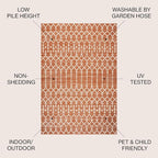 JONATHAN Y Moroccan Geometric Indoor Outdoor Area Rug 8X10 Orange/Cream - Image 3