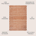 JONATHAN Y Moroccan Geometric Indoor Outdoor Area Rug 4X6 Orange/Cream - Image 2