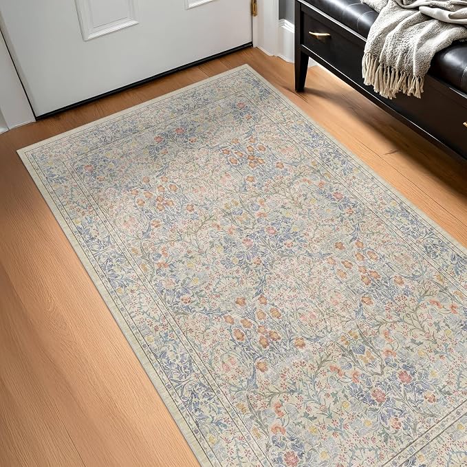 3x5 Washable Area Rug for Bedroom Beside Bed Mat, Large Kitchen, Entryway Rug by HazoHaus