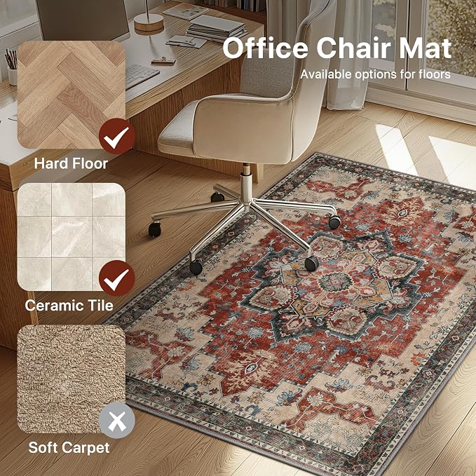 48"x60" Office Chair Mat for Hardwood Tile Floor, Under Desk Carpet Protector - Image 3