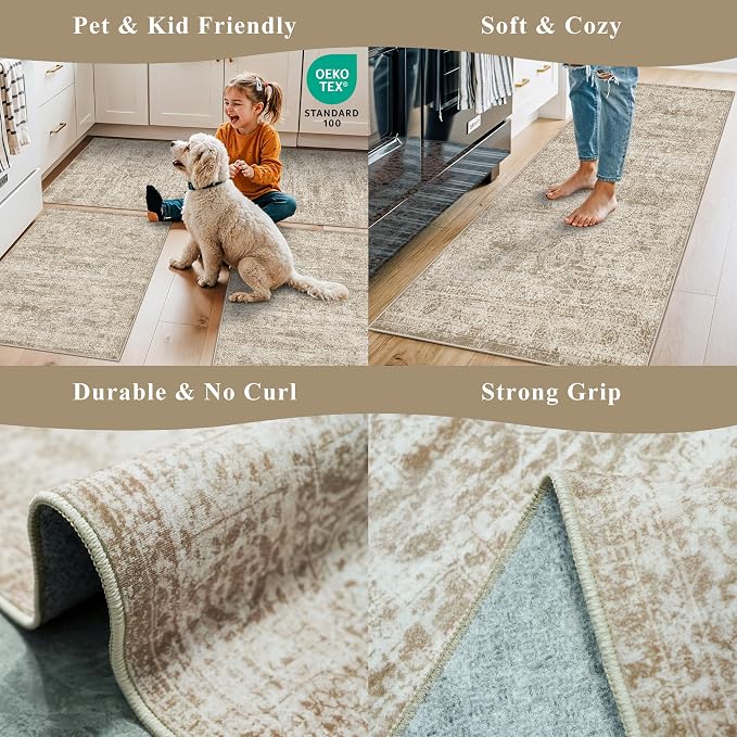 Kitchen Rugs Sets of 3, Washable Non-Slip Kitchen Mats - Image 4