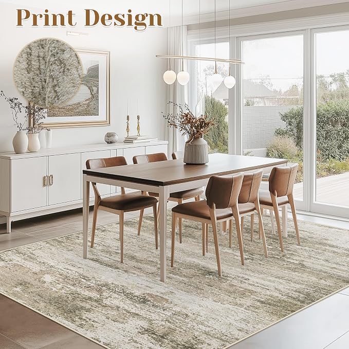 Washable Rug 5x7 Area Rugs for Living Room: Neutral Soft Rug Abstract Non Slip - Image 2