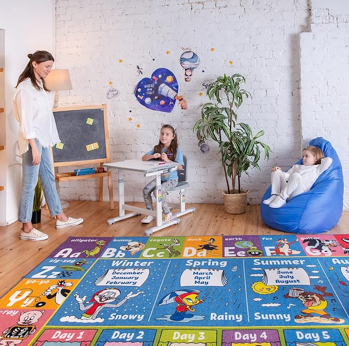 Looney Tunes Educational Kids Rug – ABC Alphabet, Months & Days Learning Mat – - Image 10