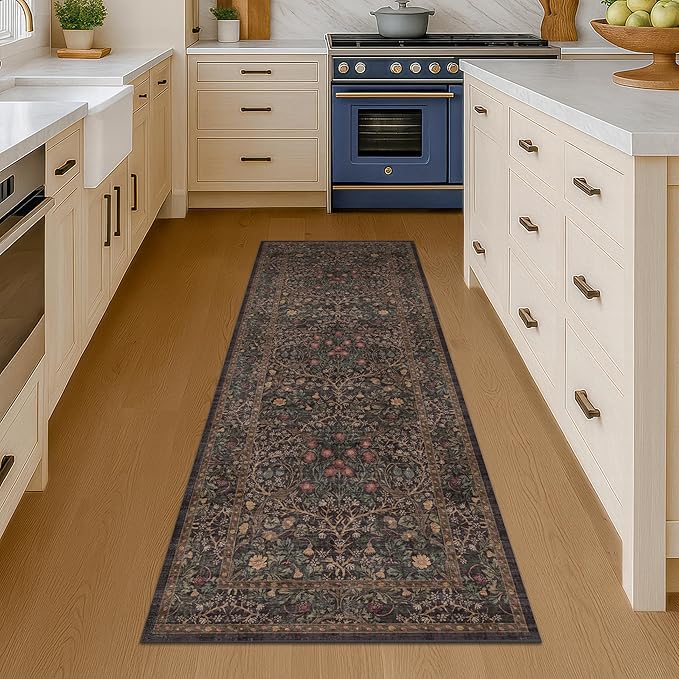 Dark Brown Washable 2x6 Runner Rugs by HazoHaus