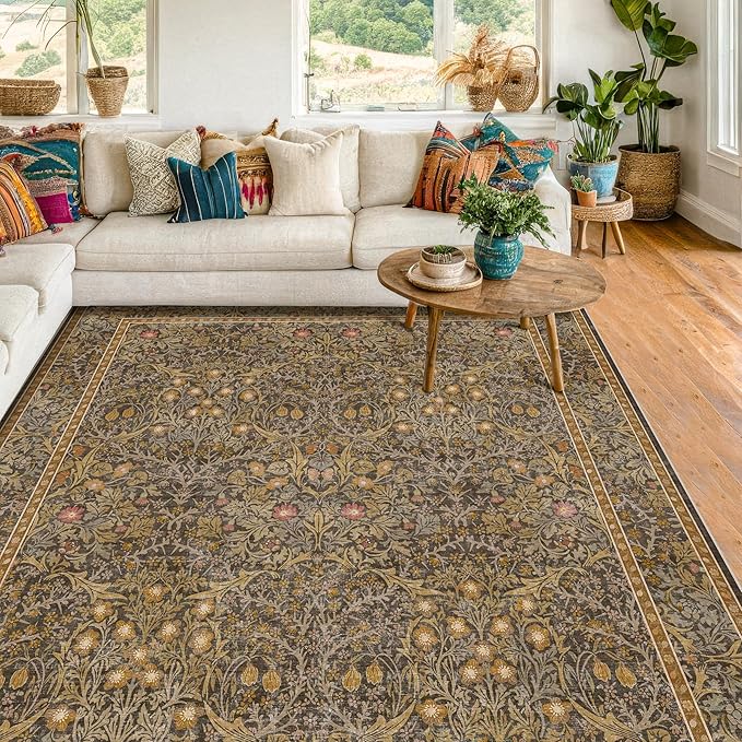 Washable Brown Oriental 5x8 Area Rug by HazoHaus