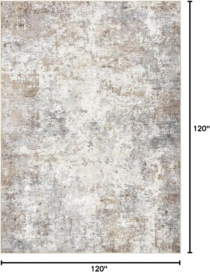 UERMEI Square Area Rugs : Washable 10x10 Neutral Modern Abstract Carpet - Image 2