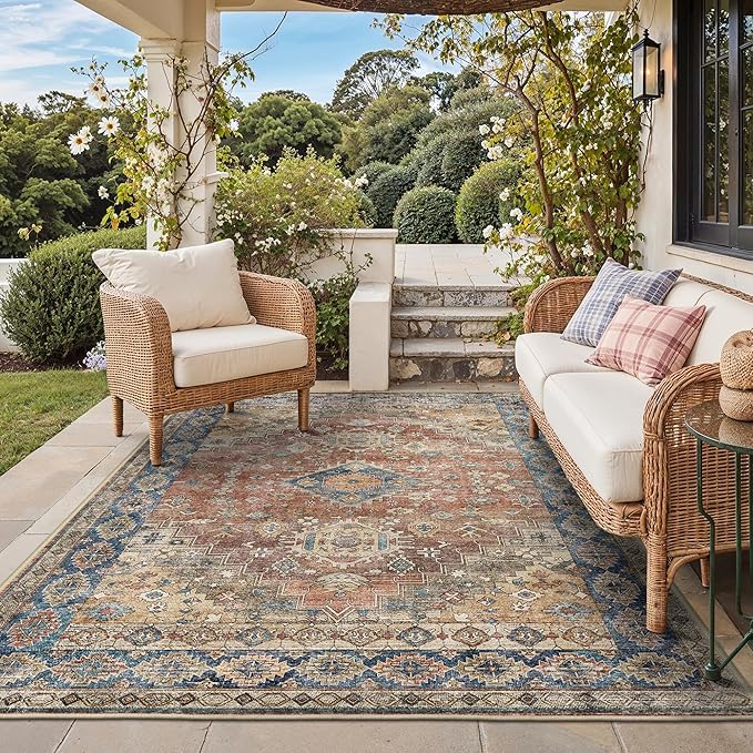 GENIMO Outdoor & Indoor Area Rug 8'x10', Waterproof, Non-Shedding, Easy Cleaning by GENIMO