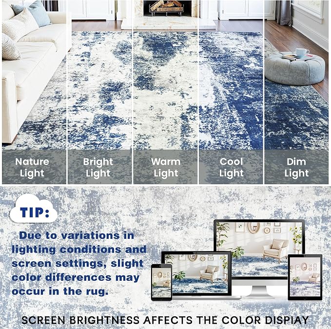 Area Rugs 6x9 Living Room: Large Soft Washable Rug Modern Abstract Anti-Skid - Image 10
