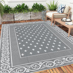 Pauwer Waterproof Outdoor Rug 9x12, Reversible Plastic Straw Patio Camping Rug - Image 3