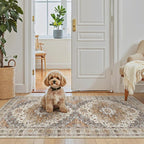 Madane Washable Area Rug 2x4, Small Entryway Rug Non-Slip Vintage Door Mat - Image 2