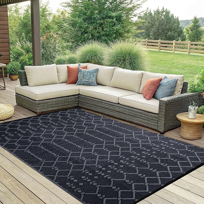 Smiry Outdoor Rug 6x9 ft, Waterproof Reversible Plastic Straw Rugs, Boho - Image 7