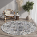 Rugcomf Round Rug 4ft Washable Circle Rug Non Slip Low Pile Boho Small Circular - Image 7