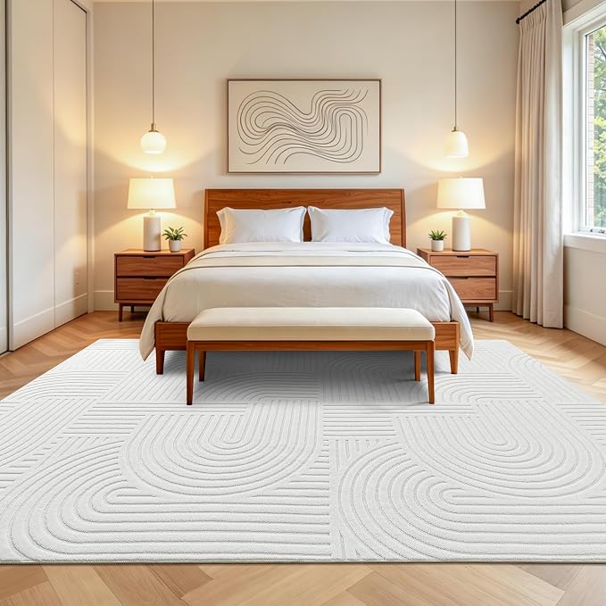 Pauwer 6x9 Washable Area Rugs for Living Room Modern White Solid Color Soft - Image 9