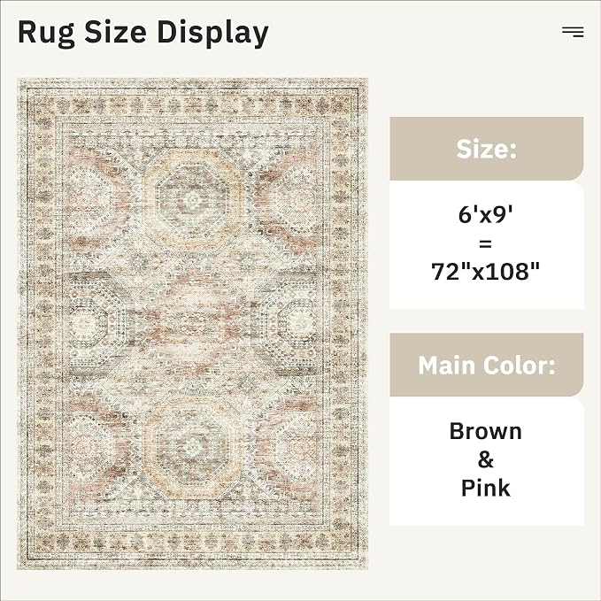 Soalmost 6x9 Area Rug for Living Room Washable 6x9 Non-Slip Modern Rugs for - Image 3