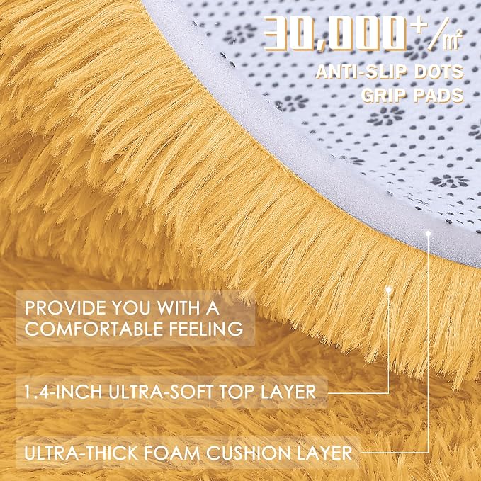 OLANLY 3x5 Machine Washable Small Bedside Rug, Soft Fluffy Shaggy Rugs - Image 8
