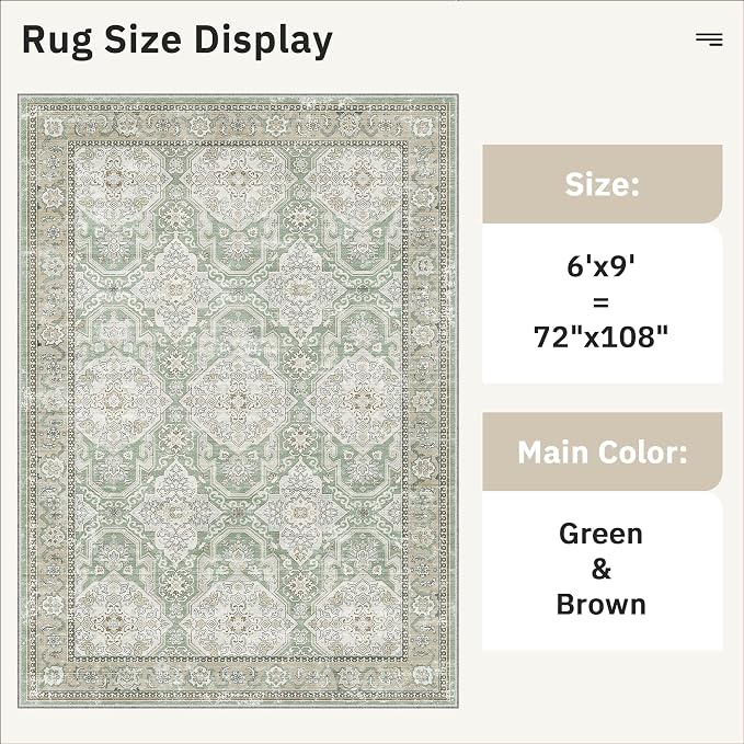 Soalmost 6x9 Area Rug for Living Room Washable 6x9 Rug Non-Slip Modern Rugs for - Image 5