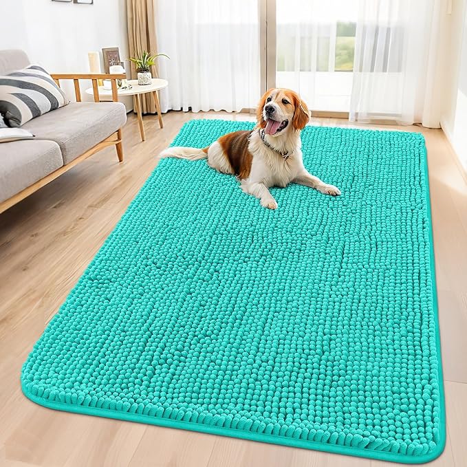 Smiry Dog Door Mat for Muddy Paws 59x32, Absorbent Dirt Trapper, Non-Slip by Smiry