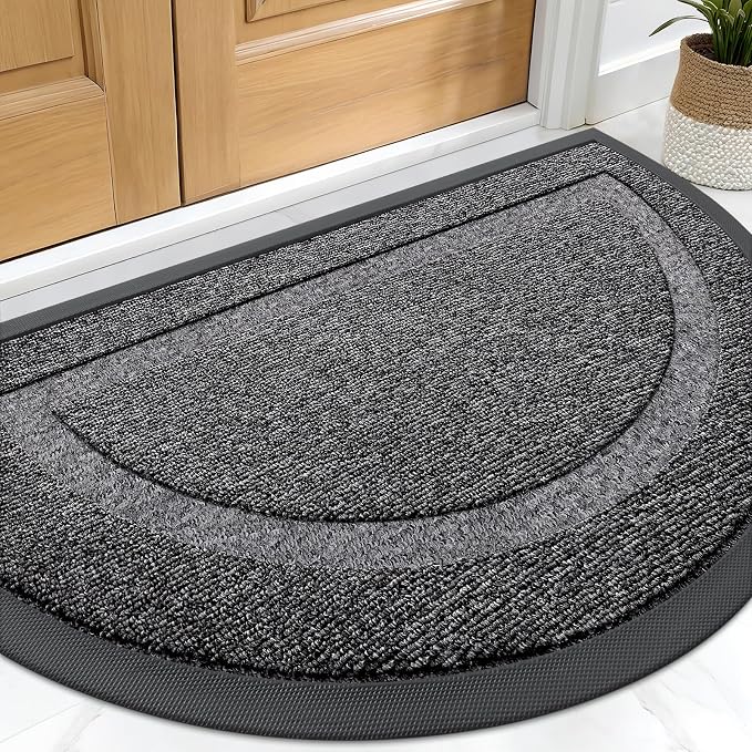 OLANLY Half Circle Door Mat Indoor Outdoor Entrance Welcome, Waterproof by OLANLY